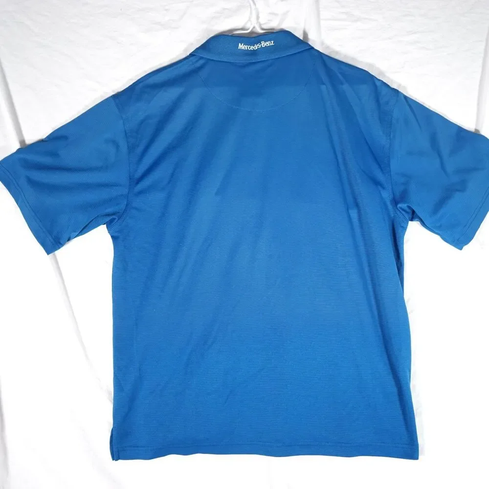 Mercedes-Benz Links Edition Polo Shirt Blue Embroidered Logo Men's Large